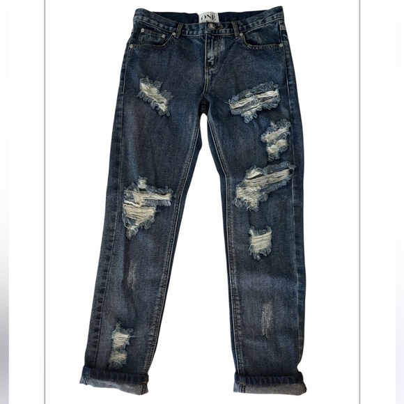 One Teaspoon Distressed Mid Rise Jeans NWOT - Picture 1 of 5